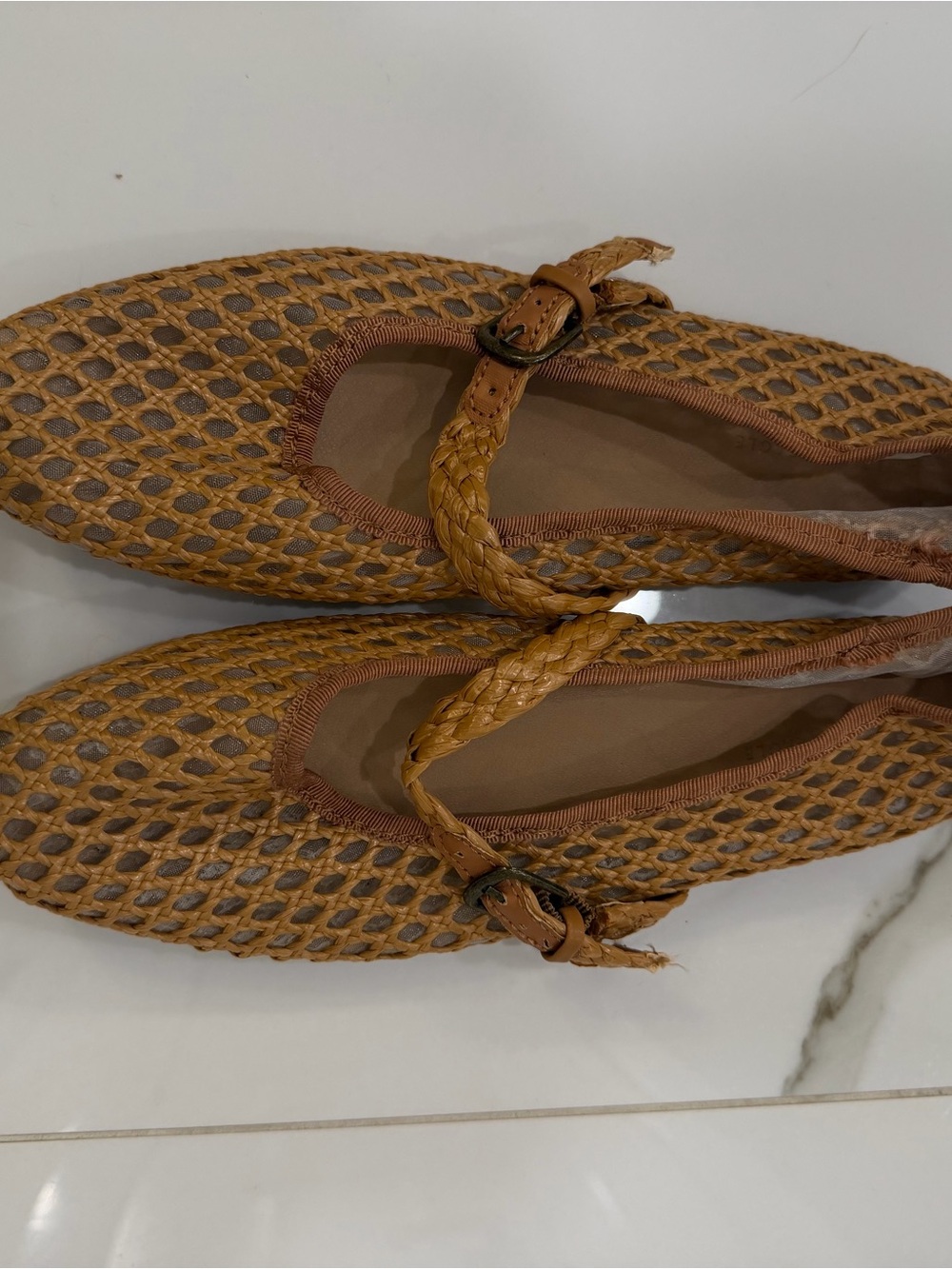 American Eagle Outfitters Braided Tan Mary Jane Flats